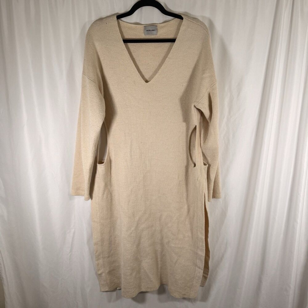 Rachel Comey Baby Alpaca Dress Women's Large Ivory Long Sleeve Side Cutouts